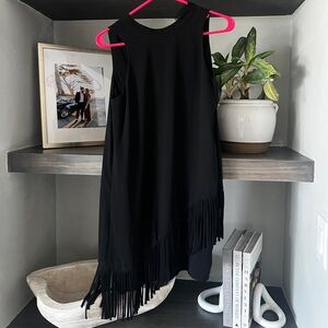 Black Asymmetrical Fringe  Dress
